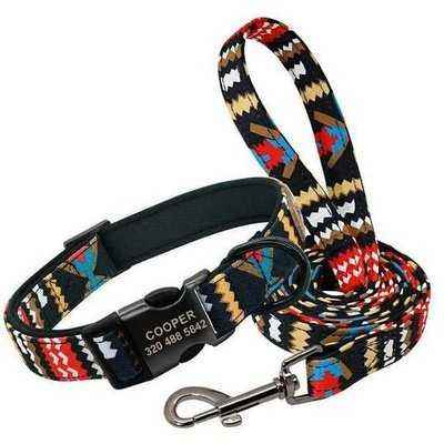 Divine Pet Elegance Personalised Dog Collar & Leash Set
