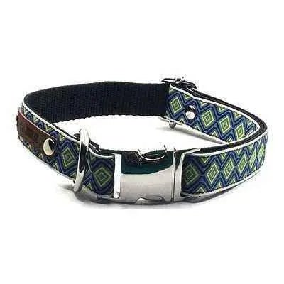 Chic Canine Couture: Designer Cotton Dog Collar No.02m with Engraved Name Buckle